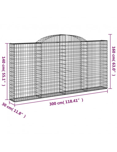 Cesti Gabbioni ad Arco 25 pz 300x30x140/160 cm Ferro Zincato