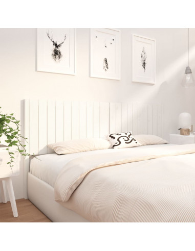 Testiera per Letto Bianca 205,5x4x100 cm Legno Massello di Pino