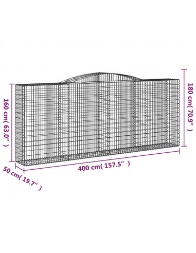 Cesti Gabbioni ad Arco 25 pz 400x50x160/180 cm Ferro Zincato