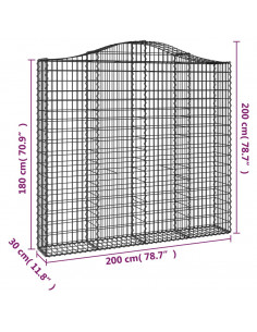 Cesti Gabbioni ad Arco 3 pz 200x30x180/200 cm Ferro Zincato