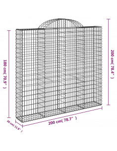 Cesti Gabbioni ad Arco 3 pz 200x30x180/200 cm Ferro Zincato