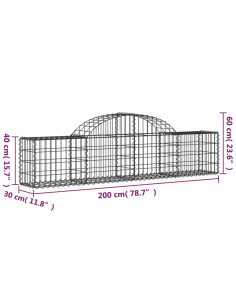 Cesti Gabbioni ad Arco 3 pz 200x30x40/60 cm Ferro Zincato