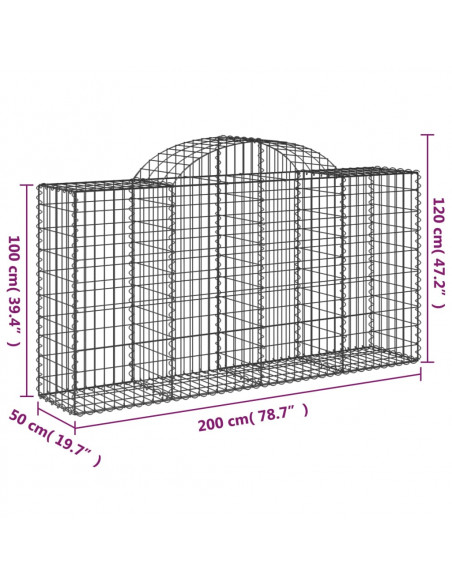 Cesti Gabbioni ad Arco 3 pz 200x50x100/120 cm Ferro Zincato