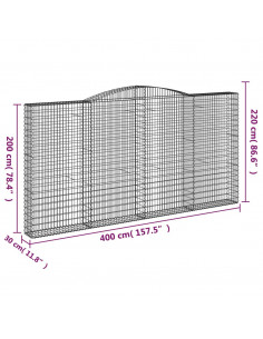 Cesti Gabbioni ad Arco 3 pz 400x30x200/220 cm Ferro Zincato