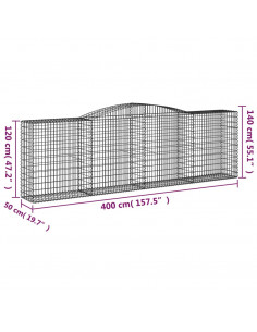 Cesti Gabbioni ad Arco 3 pz 400x50x120/140 cm Ferro Zincato