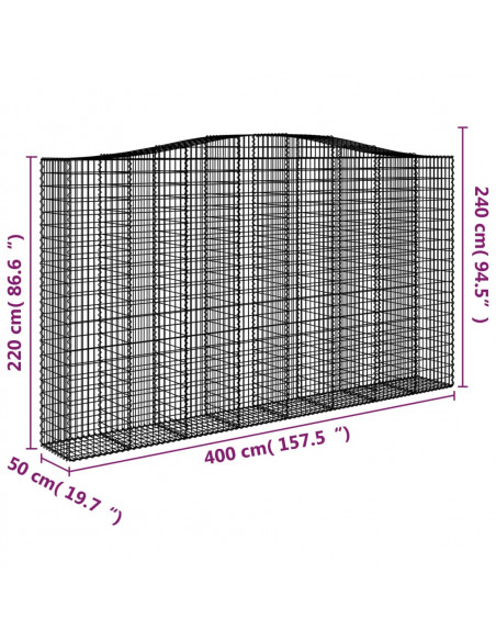 Cesti Gabbioni ad Arco 3 pz 400x50x220/240 cm Ferro Zincato