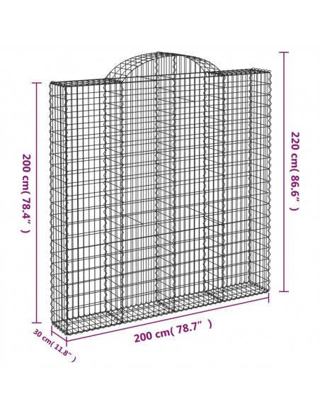 Cesti Gabbioni ad Arco 4 pz 200x30x200/220 cm Ferro Zincato