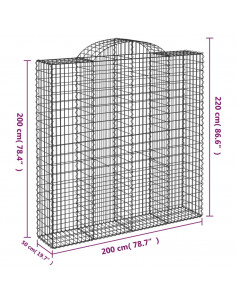 Cesti Gabbioni ad Arco 4 pz 200x50x200/220 cm Ferro Zincato