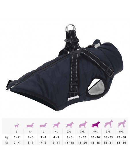 Cappotto Cani Imbracatura Impermeabile Riflettente Blu Navy 2XL