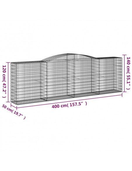 Cesti Gabbioni ad Arco 4 pz 400x50x120/140 cm Ferro Zincato