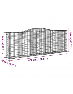 Cesti Gabbioni ad Arco 4 pz 400x50x140/160 cm Ferro Zincato