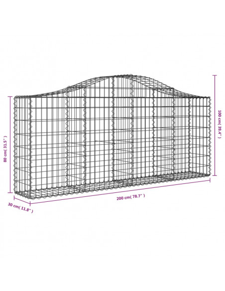 Cesti Gabbioni ad Arco 40 pz 200x30x80/100 cm Ferro Zincato