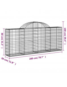 Cesti Gabbioni ad Arco 40 pz 200x30x80/100 cm Ferro Zincato