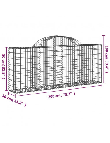 Cesti Gabbioni ad Arco 40 pz 200x30x80/100 cm Ferro Zincato