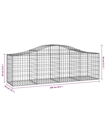 Cesti Gabbioni ad Arco 40 pz 200x50x60/80 cm Ferro Zincato