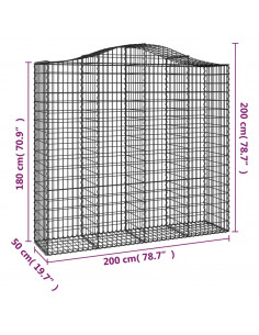 Cesti Gabbioni ad Arco 5 pz 200x50x180/200 cm Ferro Zincato