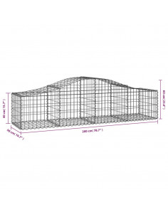 Cesti Gabbioni ad Arco 5 pz 200x50x40/60 cm Ferro Zincato