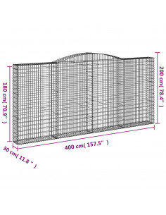 Cesti Gabbioni ad Arco 5 pz 400x30x180/200 cm Ferro Zincato
