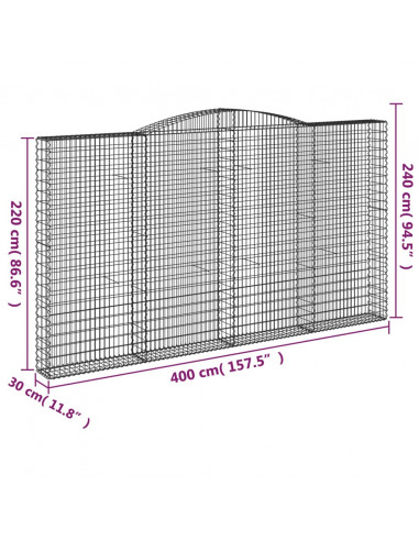 Cesti Gabbioni ad Arco 5 pz 400x30x220/240 cm Ferro Zincato