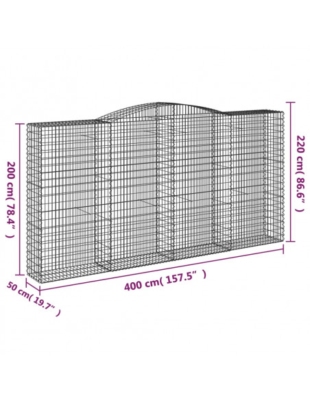 Cesti Gabbioni ad Arco 5 pz 400x50x200/220 cm Ferro Zincato