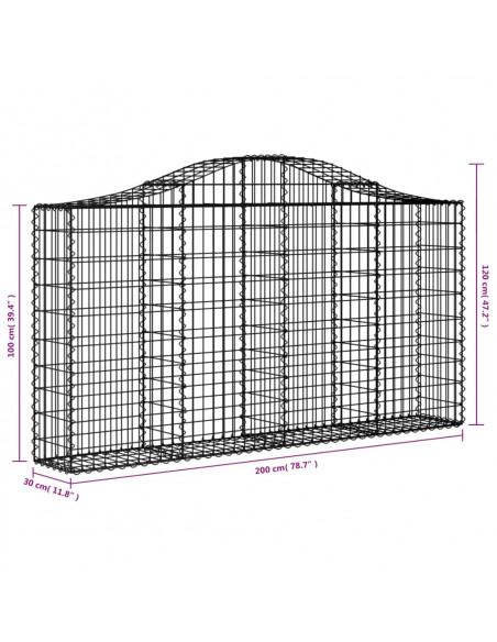 Cesti Gabbioni ad Arco 50 pz 200x30x100/120 cm Ferro Zincato
