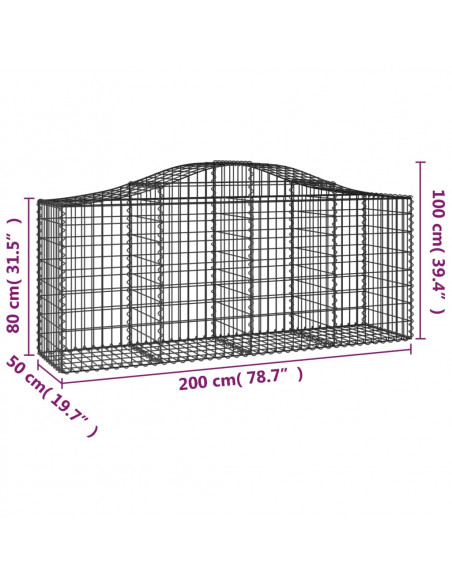 Cesti Gabbioni ad Arco 50 pz 200x50x80/100 cm Ferro Zincato