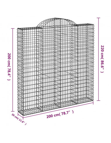 Cesti Gabbioni ad Arco 6 pz 200x30x200/220 cm Ferro Zincato