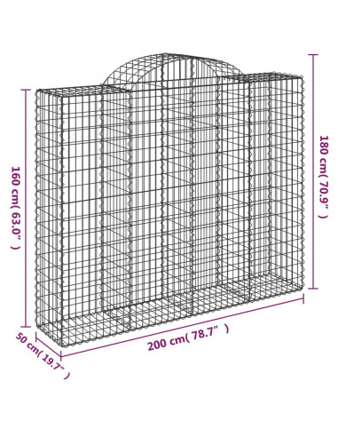 Cesti Gabbioni ad Arco 6 pz 200x50x160/180 cm Ferro Zincato