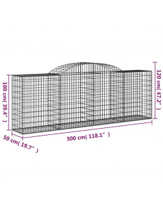 Cesti Gabbioni ad Arco 6 pz 300x50x100/120 cm Ferro Zincato