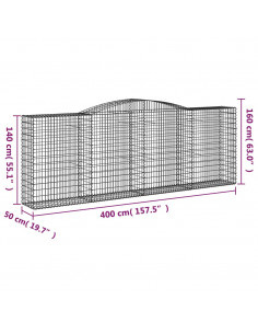 Cesti Gabbioni ad Arco 6 pz 400x50x140/160 cm Ferro Zincato