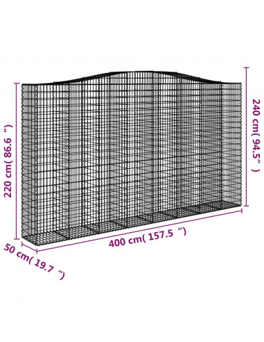 Cesti Gabbioni ad Arco 6 pz 400x50x220/240 cm Ferro Zincato