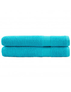 Asciugamani Premium 2pz Turchesi 100x200cm 600 g/m² 100% Cotone 2