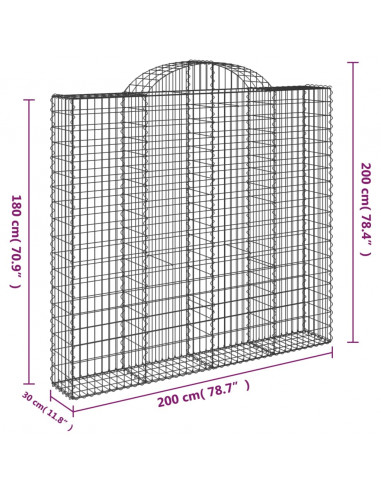 Cesti Gabbioni ad Arco 7 pz 200x30x180/200 cm Ferro Zincato