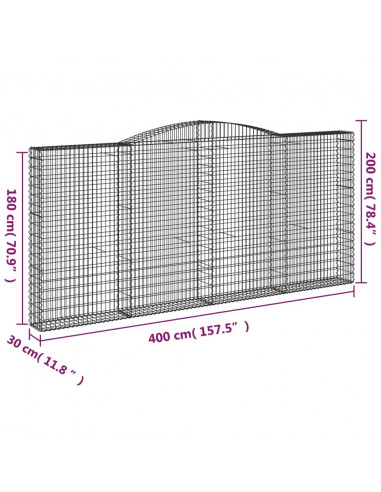Cesti Gabbioni ad Arco 7 pz 400x30x180/200 cm Ferro Zincato