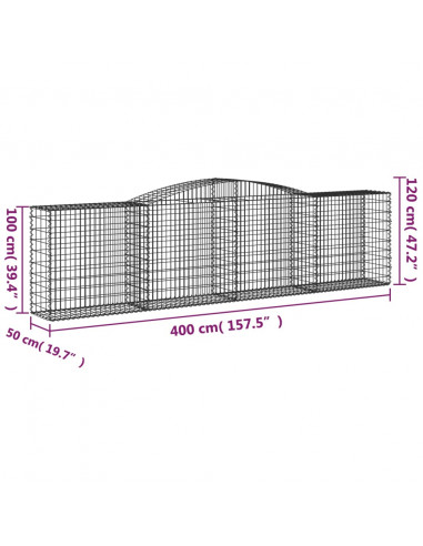 Cesti Gabbioni ad Arco 7 pz 400x50x100/120 cm Ferro Zincato
