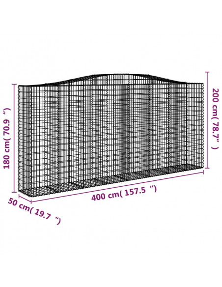 Cesti Gabbioni ad Arco 7 pz 400x50x180/200 cm Ferro Zincato