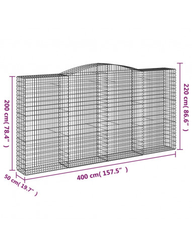 Cesti Gabbioni ad Arco 7 pz 400x50x200/220 cm Ferro Zincato