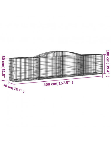 Cesti Gabbioni ad Arco 7 pz 400x50x80/100 cm Ferro Zincato