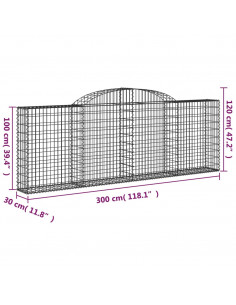 Cesti Gabbioni ad Arco 8 pz 300x30x100/120 cm Ferro Zincato