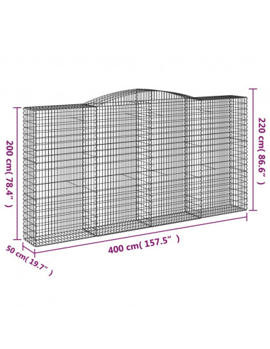 Cesti Gabbioni ad Arco 8 pz 400x50x200/220 cm Ferro Zincato