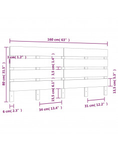 Testiera per Letto 160x3x80 cm in Legno Massello di Pino