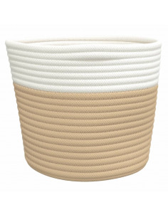 Cestini Portaoggetti 2pz Beige e Bianco Ø24x18 cm in Cotone