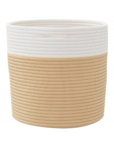 Cestini Portaoggetti 2pz Beige e Bianco Ø28x28 cm in Cotone