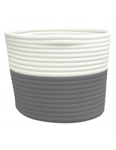 Cestini Portaoggetti 2pz Grigio e Bianco Ø24x18 cm in Cotone