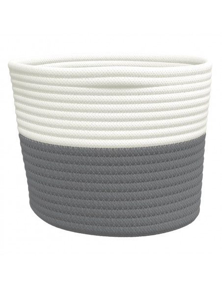 Cestini Portaoggetti 2pz Grigio e Bianco Ø24x18 cm in Cotone