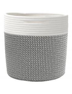 Cestini Portaoggetti 2pz Grigio e Bianco Ø28x28 cm in Cotone