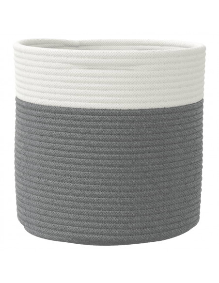 Cestini Portaoggetti 2pz Grigio e Bianco Ø28x28 cm in Cotone