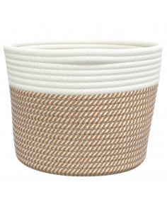 Cestini Portaoggetti 2pz Marrone e Bianco Ø24x18 cm in Cotone
