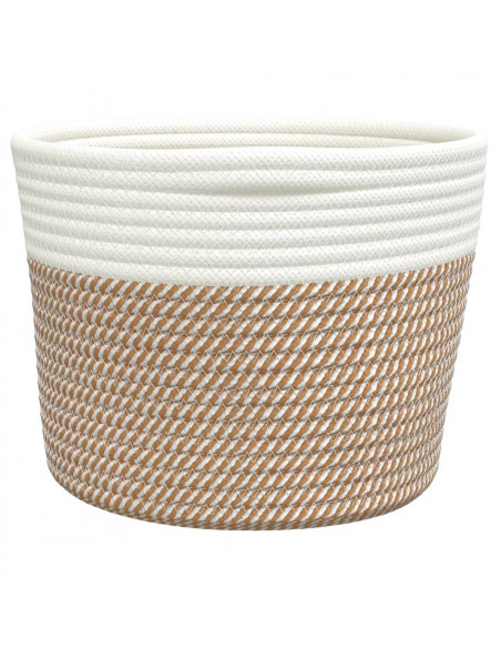 Cestini Portaoggetti 2pz Marrone e Bianco Ø24x18 cm in Cotone