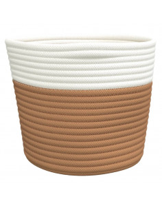 Cestini Portaoggetti 2pz Marrone e Bianco Ø24x18 cm in Cotone